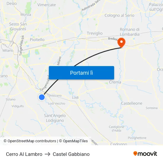 Cerro Al Lambro to Castel Gabbiano map