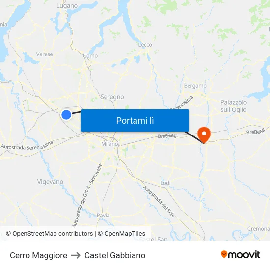 Cerro Maggiore to Castel Gabbiano map