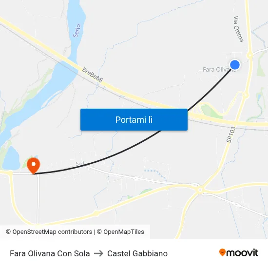 Fara Olivana Con Sola to Castel Gabbiano map
