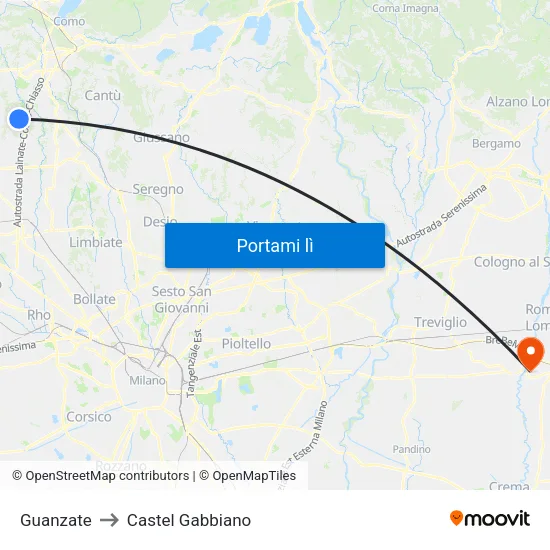 Guanzate to Castel Gabbiano map