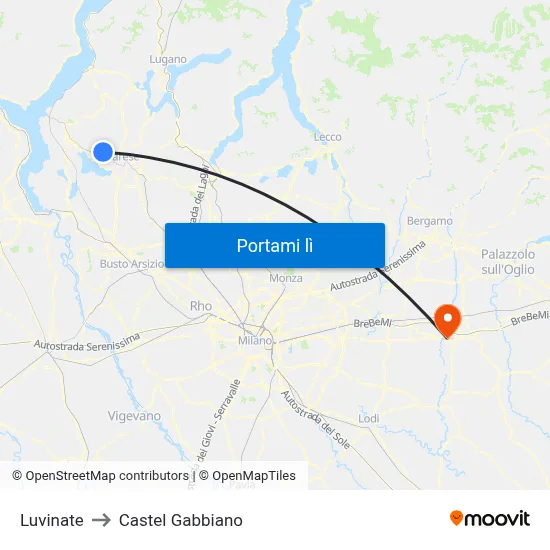 Luvinate to Castel Gabbiano map