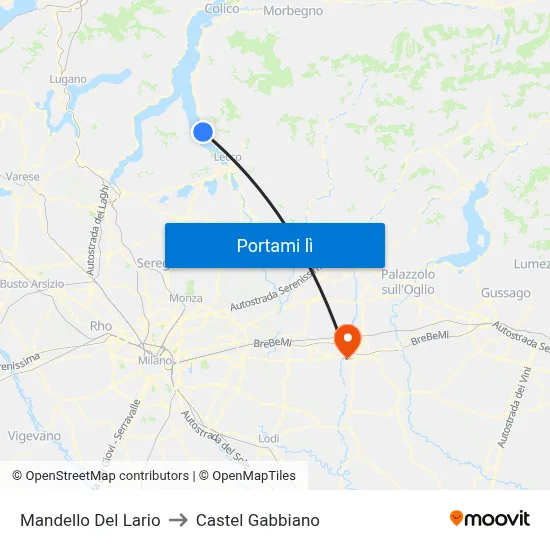 Mandello Del Lario to Castel Gabbiano map