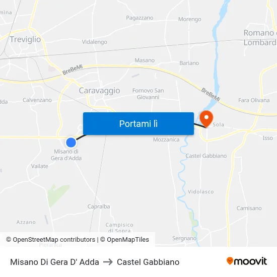 Misano Di Gera D' Adda to Castel Gabbiano map