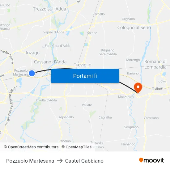 Pozzuolo Martesana to Castel Gabbiano map