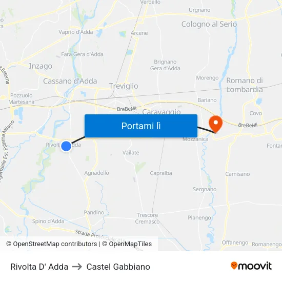 Rivolta D' Adda to Castel Gabbiano map