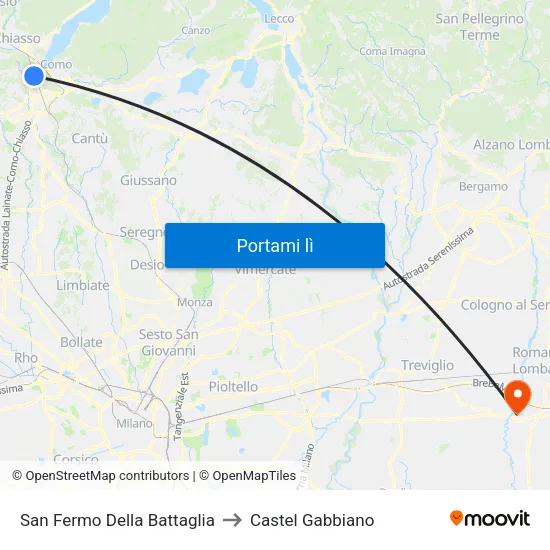 San Fermo Della Battaglia to Castel Gabbiano map