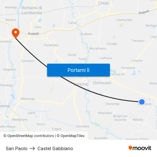 San Paolo to Castel Gabbiano map