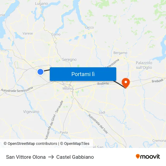 San Vittore Olona to Castel Gabbiano map