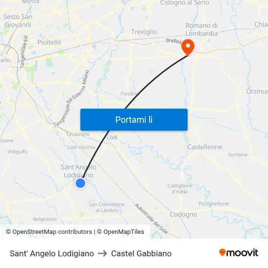 Sant' Angelo Lodigiano to Castel Gabbiano map