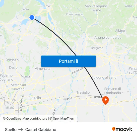 Suello to Castel Gabbiano map