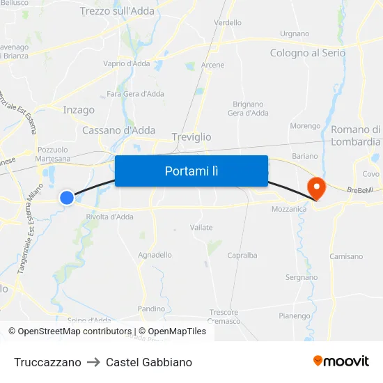 Truccazzano to Castel Gabbiano map