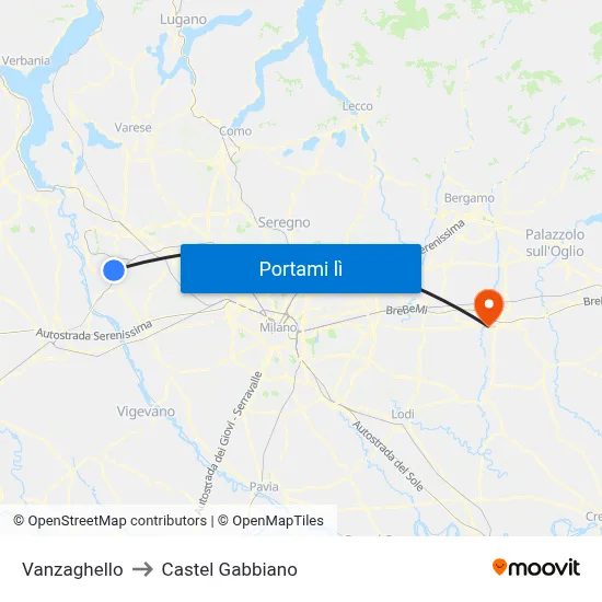 Vanzaghello to Castel Gabbiano map