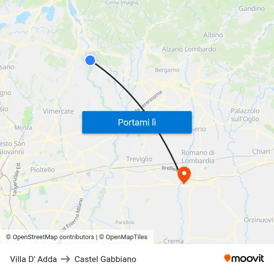 Villa D' Adda to Castel Gabbiano map