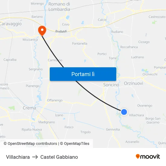 Villachiara to Castel Gabbiano map