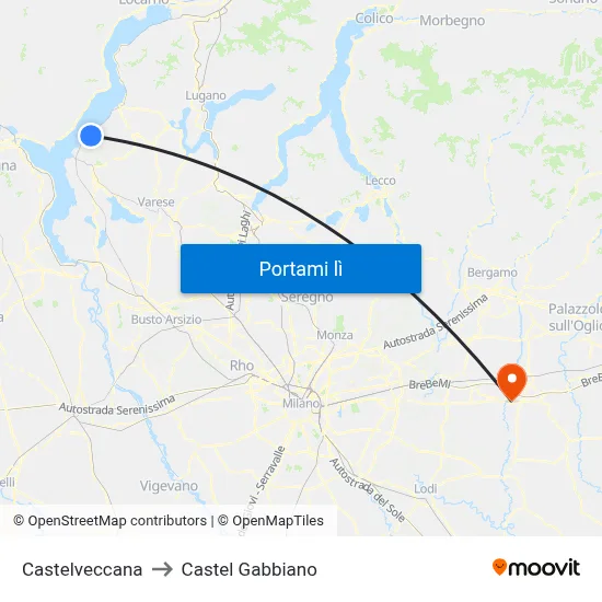 Castelveccana to Castel Gabbiano map