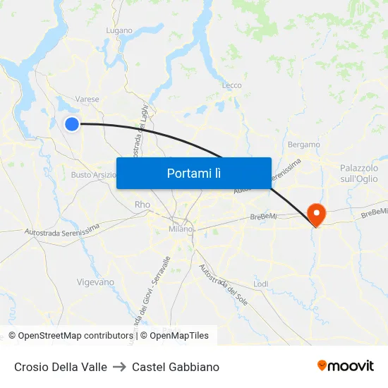 Crosio Della Valle to Castel Gabbiano map