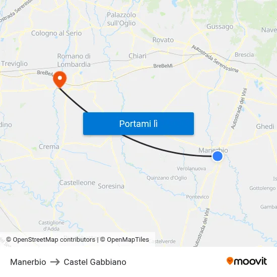 Manerbio to Castel Gabbiano map
