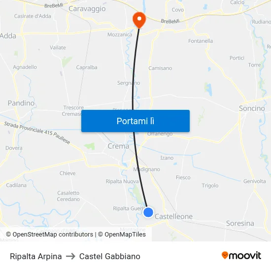 Ripalta Arpina to Castel Gabbiano map