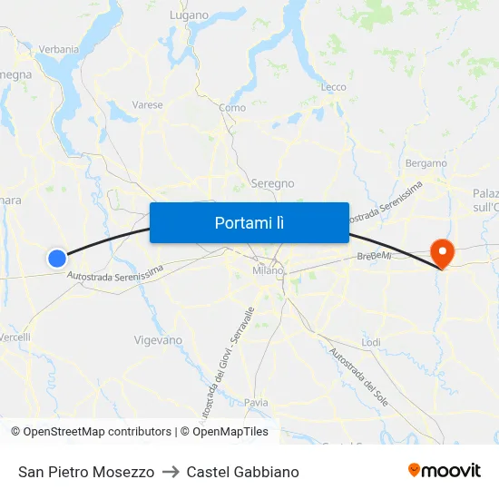 San Pietro Mosezzo to Castel Gabbiano map