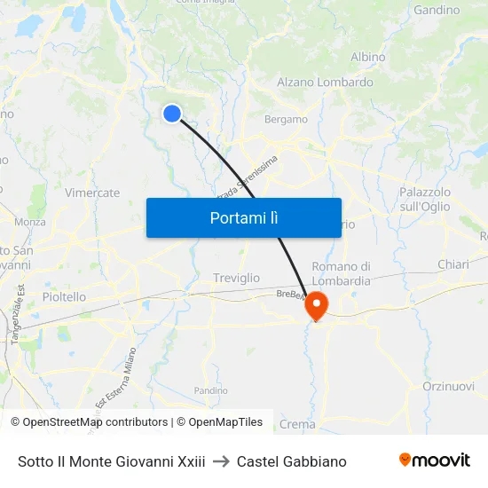 Sotto Il Monte Giovanni Xxiii to Castel Gabbiano map