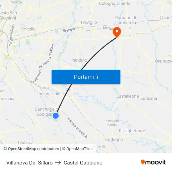 Villanova Del Sillaro to Castel Gabbiano map