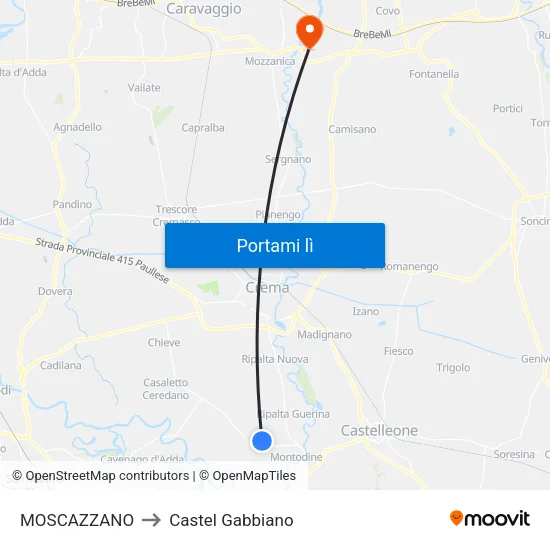 MOSCAZZANO to Castel Gabbiano map