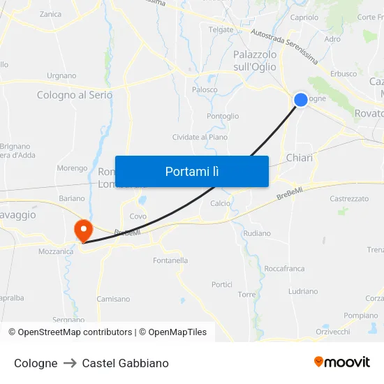 Cologne to Castel Gabbiano map