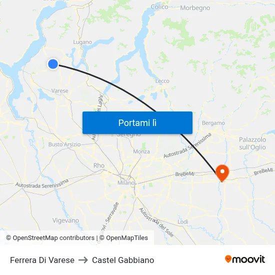Ferrera Di Varese to Castel Gabbiano map