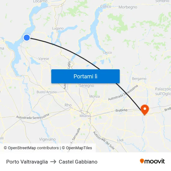 Porto Valtravaglia to Castel Gabbiano map