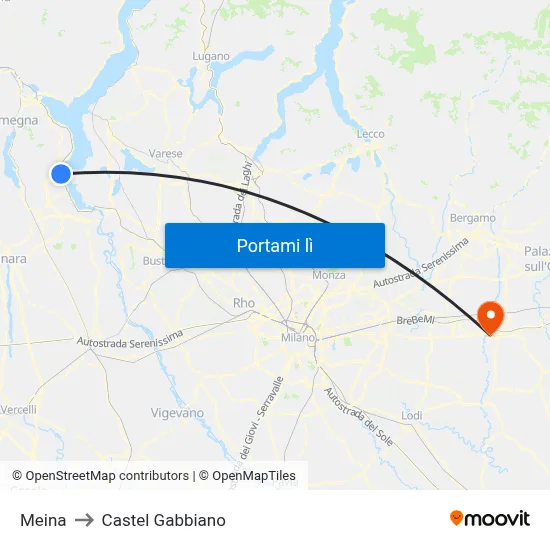 Meina to Castel Gabbiano map