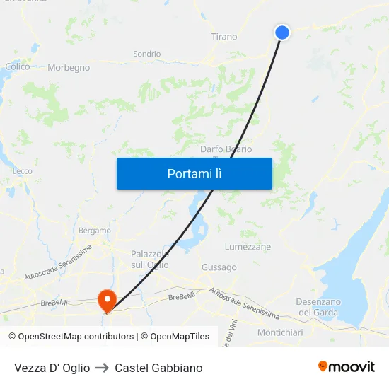 Vezza D' Oglio to Castel Gabbiano map