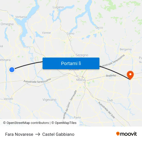 Fara Novarese to Castel Gabbiano map