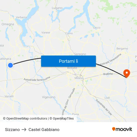Sizzano to Castel Gabbiano map