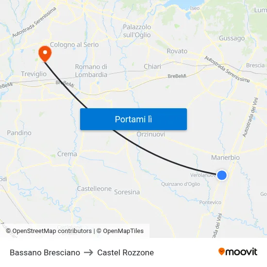 Bassano Bresciano to Castel Rozzone map
