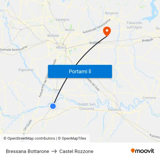 Bressana Bottarone to Castel Rozzone map