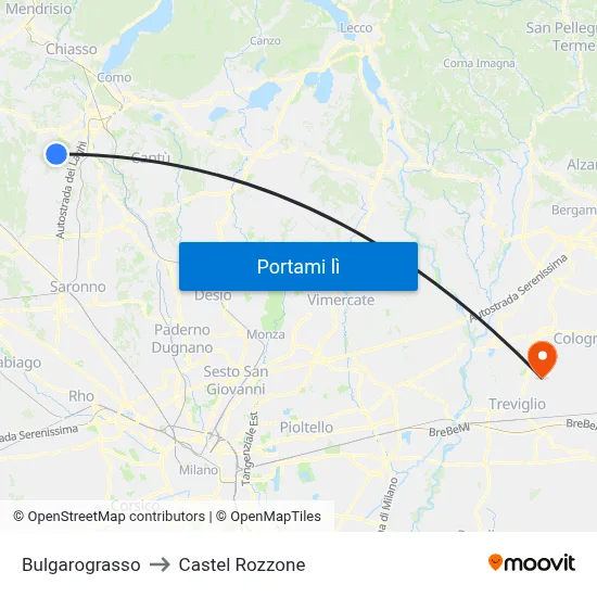 Bulgarograsso to Castel Rozzone map