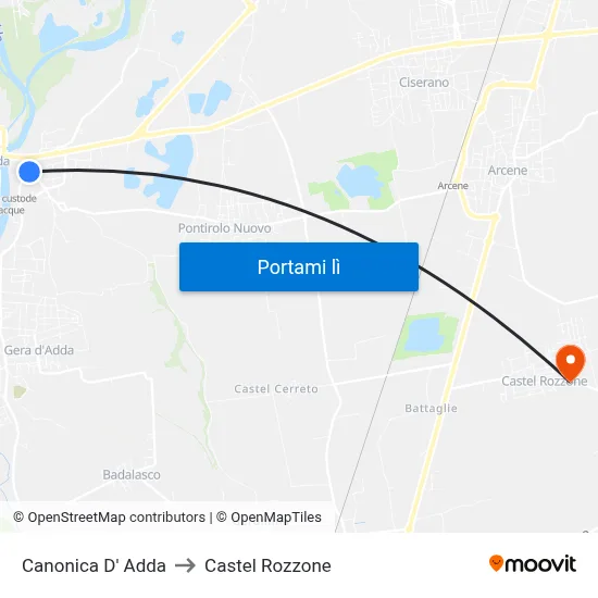 Canonica D' Adda to Castel Rozzone map