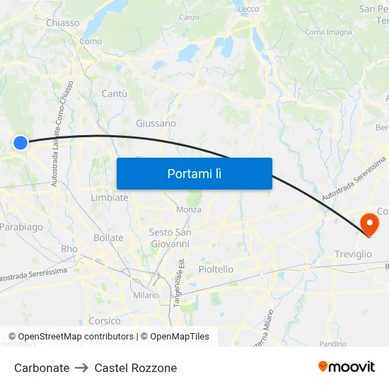 Carbonate to Castel Rozzone map