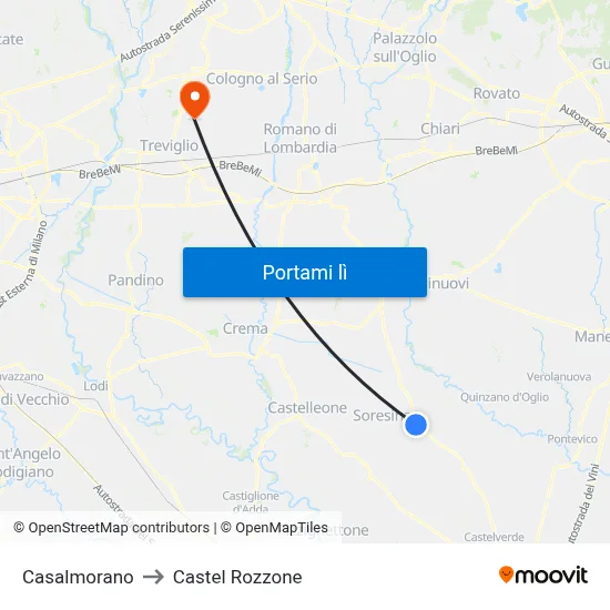 Casalmorano to Castel Rozzone map