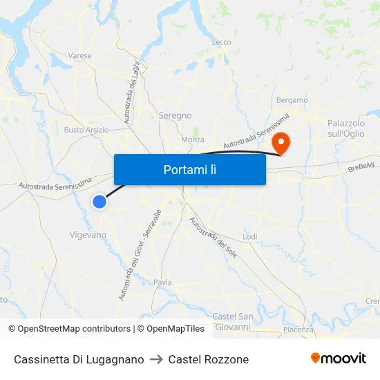 Cassinetta Di Lugagnano to Castel Rozzone map