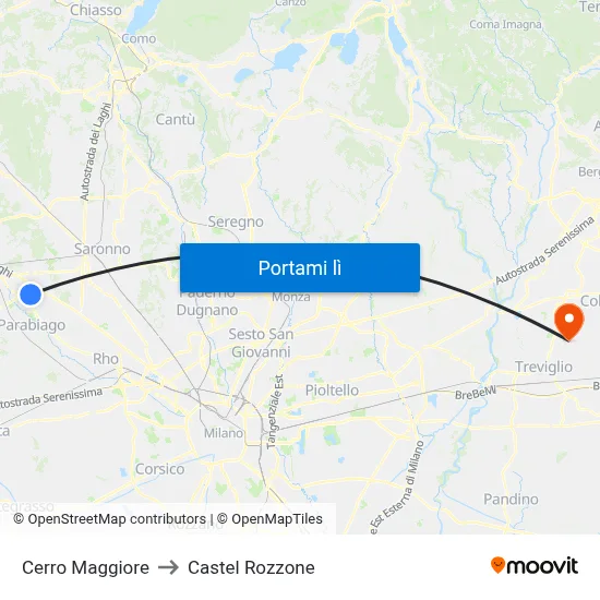 Cerro Maggiore to Castel Rozzone map