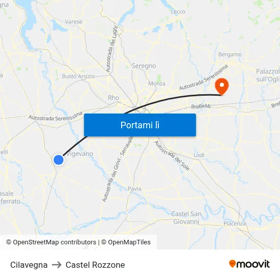 Cilavegna to Castel Rozzone map