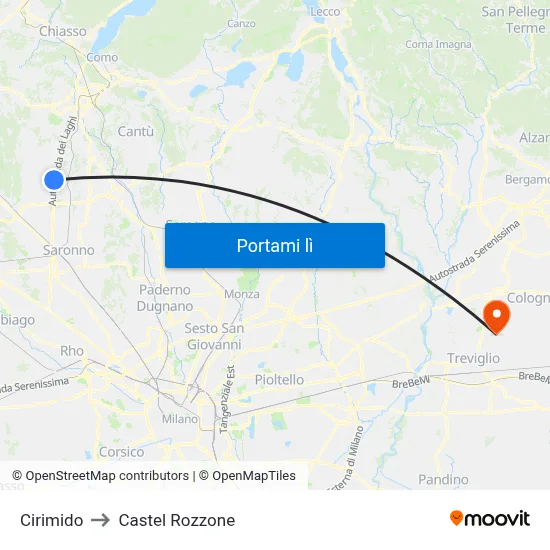 Cirimido to Castel Rozzone map