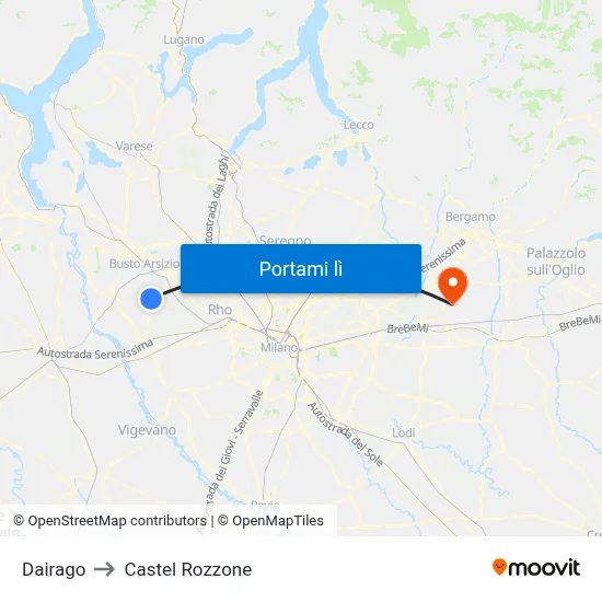 Dairago to Castel Rozzone map