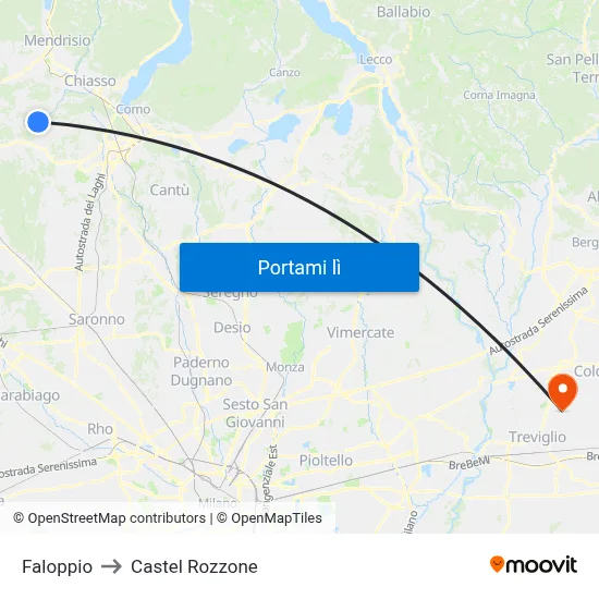 Faloppio to Castel Rozzone map