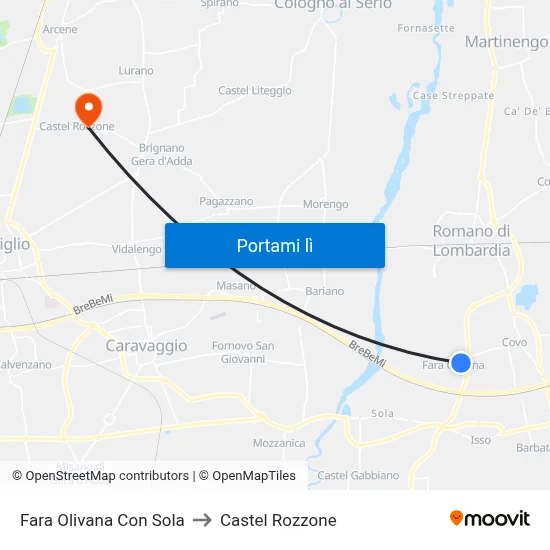 Fara Olivana Con Sola to Castel Rozzone map
