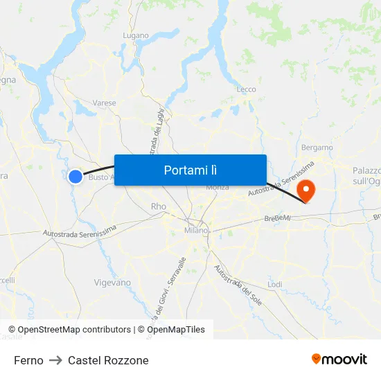 Ferno to Castel Rozzone map