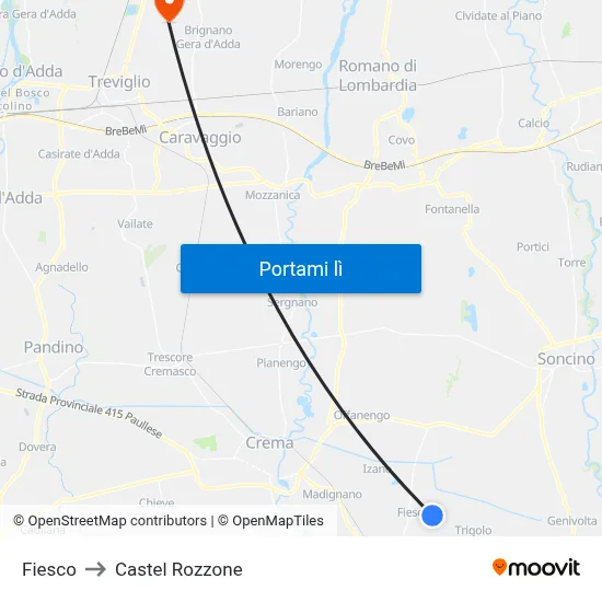 Fiesco to Castel Rozzone map