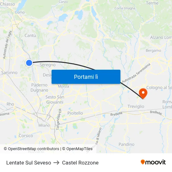 Lentate Sul Seveso to Castel Rozzone map