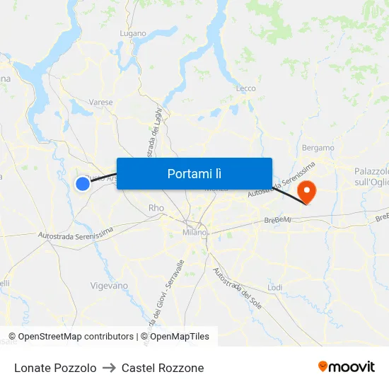 Lonate Pozzolo to Castel Rozzone map